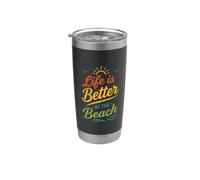 Sea Summer Ocean Coastal Life Is Better At The Beach Bicchiere termico in acciaio inox doppia parete