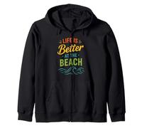 Sea Summer Ocean Coastal Life Is Better At The Beach Felpa con Cappuccio
