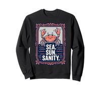 Sea. Sun. Sanity. Happy Crab Beach Ocean Felpa