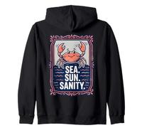 Sea. Sun. Sanity. Happy Crab Beach Ocean Felpa con Cappuccio