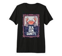 Sea. Sun. Sanity. Happy Crab Beach Ocean Maglietta Premium