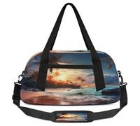 Sea Sunset - Borsa sportiva leggera per ragazze e ragazzi, con paesaggio da spiaggia sulla sabbia, borsa leggera per bambini, piccola borsa da viaggio, borsa da ballo, tramonto, 18,5 x 7,8 x 9,4 h,