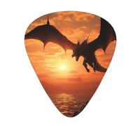 Sea Sunset Flying Dragon 12 plettri per chitarra, spessore 0,46 mm/0,71 mm/0,96 mm, con custodia per chitarra acustica-elettrica, ukulele, basso