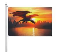 Sea Sunset Flying Dragon Bandiera da esterni double face xft, poliestere resistente alle intemperie con colori vivaci per giardino, cortile, patio o casa