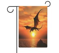 Sea Sunset Flying Dragon Bandiera Giardino Casa Prato Cartello di Benvenuto Banner Doppio Lato Piccole Bandiere Personalizzate per Piscina Cortile Esterno Decorazione Della Parete Della Casa 31 X 47
