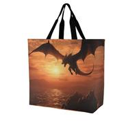 Sea Sunset Flying Dragon Borsa Della Spesa Riutilizzabile Borsa Da Spiaggia Portatile Tote Per Shopping Viaggi Picnic