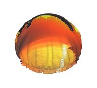 Sea Sunset Flying Dragon Cuffia da doccia impermeabile riutilizzabile per donne - Copertura elastica per capelli, per bagno, spa, viaggi e uso quotidiano