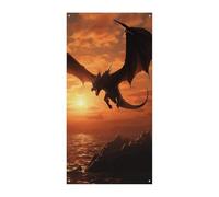Sea Sunset Flying Dragon Door Cover Banner 90x180cm Festone Festone Stagionale Cartello di Benvenuto Decorazione Verticale Porta Appeso Per Portico Ingresso Giardino Decor
