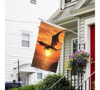 Sea Sunset Flying Dragon Flag - Bandiera da giardino con drago volante su entrambi i lati, resistente allo sbiadimento, bandiera per esterni, divertente bandiera per vacanze con occhielli in metallo