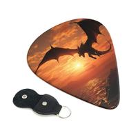 Sea Sunset Flying Dragon Plettri per chitarra, 6 plettri per chitarra, stampa su entrambi i lati, per chitarra acustica, basso, ukulele, chitarra elettrica (0,46 mm, 0,71 mm, 0,96 mm)