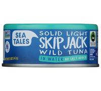 Sea Tales Solid Light Skipjack tonno in acqua - senza sale aggiunto, barattolo da 142 ml, cattura selvaggia, ricco di acidi grassi omega-3, senza glutine, alimenti ricchi di proteine, sostenibili