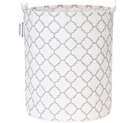 Sea Team 19.7 Pollice Grande Formato Impermeabile Rivestimento Ramie Tessuto di Cotone Pieghevole Hamper Lavanderia Secchio Cilindro Burlap Canvas Storage Basket con Elegante Lattice Grey Design