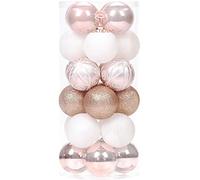 Sea Team 24-Pack Christmas Ball Ornaments with Strings, 60mm/2.36-Inch Medium Size Baubles, Shatterproof Plastic Christmas Bulbs, Hanging Decorations for Xmas Tree, Holiday, Wedding, Party, Champagne