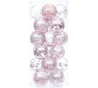 Sea Team 70mm/2.76" Palla Sfera Trasparente infrangibile in plastica per Albero di Natale, riempita con Decorazioni Natalizi Raffinati Set 24 Pezzi