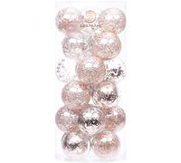 Sea Team 70mm/2.76" Palla Sfera Trasparente infrangibile in plastica per Albero di Natale, riempita con Decorazioni Natalizi Raffinati Set 24 Pezzi