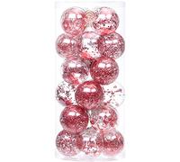 Sea Team 70mm/2.76" Palla Sfera Trasparente infrangibile in plastica per Albero di Natale, riempita con Decorazioni Natalizi Raffinati Set 24 Pezzi