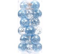 Sea Team 70mm/2.76" Palla Sfera Trasparente infrangibile in plastica per Albero di Natale, riempita con Decorazioni Natalizi Raffinati Set 24 Pezzi
