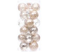 Sea Team 70mm/2.76" Palla Sfera Trasparente infrangibile in plastica per Albero di Natale, riempita con Decorazioni Natalizi Raffinati Set 24 Pezzi