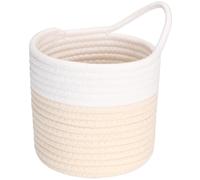 Sea Team Cestini in corda di cotone da appendere, 17 cm, piccolo cesto portaoggetti in tessuto, per appendere la bicicletta, vaso da parete, organizer per chiavi, portafogli, occhiali da sole, (creme