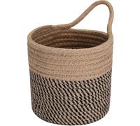 Sea Team Cestino portaoggetti in corda di cotone da appendere, 17 cm, piccolo cesto portaoggetti da appendere alla bicicletta, vaso in tessuto, organizer per chiavi, portafogli, occhiali da sole (lino