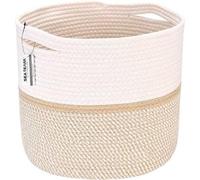 Sea Team Cesto Grande per Biancheria Bicolore Intrecciato con Manici per Abiti, Giocattoli, Asciugamani - 38x38x33cm, Cesto Stile Casa Elegante