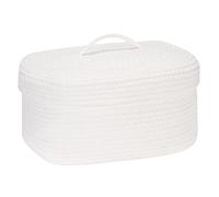 Sea Team Cesto portaoggetti ovale in corda di cotone con coperchio, contenitore in tessuto con coperchio, contenitore per la cameretta dei bambini, cestino per pannolini, cestino per baby shower