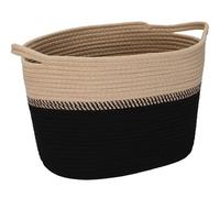 Sea Team Cesto portaoggetti ovale in corda di cotone intrecciato con manici, porta pannolini, organizer per pannolini per la cameretta dei bambini, 36 x 22 x 29 x 29 cm, kaki screziato
