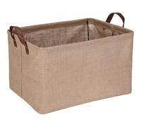 Sea Team Cesto portaoggetti quadrato in iuta con supporto per telaio interno, organizer strutturato 42 x 30 x 25 cm, per scaffali, armadi, decorazioni per la casa