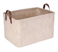 Sea Team Cesto portaoggetti quadrato in iuta con supporto per telaio interno, organizer strutturato 42 x 30 x 25 cm, per scaffali, armadi, decorazioni per la casa