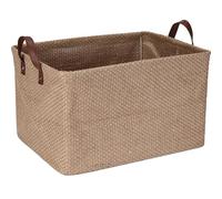 Sea Team Cesto portaoggetti quadrato in iuta con supporto per telaio interno, organizer strutturato 42 x 30 x 25 cm, per scaffali, armadi, decorazioni per la casa