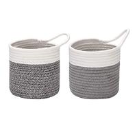 Sea Team Confezione 2 cestini appesi corda cotone piccolo cesto portaoggetti tessuto 6,7 pollici, borsa da appendere per bicicletta, fioriera tessuto, vaso, parete, organizer porta chiavi, portafogli