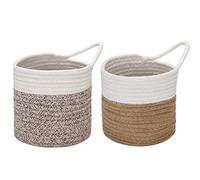 Sea Team Confezione 2 cestini appesi corda cotone piccolo cesto portaoggetti tessuto 6,7 pollici, borsa da appendere per bicicletta, fioriera tessuto, vaso, parete, organizer porta chiavi, portafogli