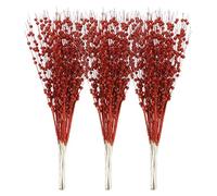 Sea Team - Confezione da 24 ornamenti artificiali con stelo di bacche glitterate, bastoncini di perline decorative, ramoscelli luccicanti, plettri, rami per albero di Natale, vaso piccolo, vacanze