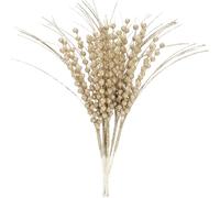 Sea Team Confezione da 24 rametti decorativi per albero di Natale, soffici e glitterati, puntali per vasi, steli, plettri per albero di Natale, ghirlanda, 41 cm, oro