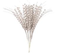 Sea Team Confezione da 24 rametti decorativi per albero di Natale, soffici e glitterati, puntali per vasi, steli, plettri per albero di Natale, ghirlanda, 41 cm, champagne