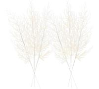 Sea Team Confezione da 24 rami di pino artificiali, bastoncini decorativi, steli scintillanti, picchetti per albero di Natale, piccoli vasi, vacanze, matrimoni, feste, 14 pollici, colore bianco