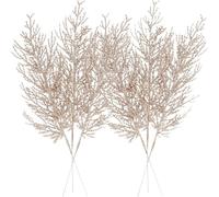 Sea Team Confezione da 24 rami di pino artificiali, bastoncini decorativi, steli scintillanti, picchetti per albero di Natale, piccoli vasi, vacanze, matrimoni, feste, 14 pollici. Champagne