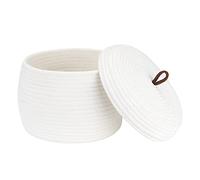 Sea Team Elegante cestino portaoggetti in corda di cotone rotondo con coperchio - Organizzatore multifunzionale per snack, asciugamani e altro - Ideale per la tua casa, 10 x 7,5 pollici