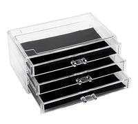 Sea Team Organizzatore per trucco trasparente con cassetti, vetrina cosmetica in plastica acrilica, scatola portaoggetti per gioielli, supporto per toeletta, bagno, vanity e piano di lavoro (3