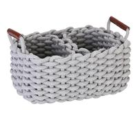 Sea Team Pacco di 3 ceste rettangolari della serie corda di cotone intrecciato con maniglie, cesto da scaffale, organizzatore per armadio, 3-in-1.