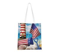 Sea To Shining Sea Borsa a tracolla in tela con stampa patriottica riutilizzabile per la spesa e la spesa, idea regalo