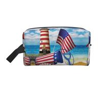 Sea to Shining Sea Borsa da toilette da viaggio con stampa patriottica, borsa da trucco da appendere, grande capacità, organizer versatile per donne e uomini