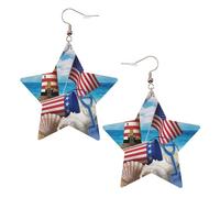 Sea to Shining Sea - Orecchini da donna patriottici alla moda, orecchini pendenti celesti, gioielli a forma di stella per un versatile, One Size, Pelle