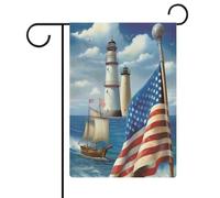 Sea to Shining Sea Patriotic Garden Flag House Lawn Welcome Sign Banner Double Sided Piccole bandiere personalizzate per piscina, cortile, decorazione da parete per la casa, 32 x 47 cm