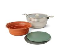 SEA TO SUMMIT - Detour Essentials Camp Kitchen Kit - 2-4 persone, 4 pezzi - Pentola pieghevole da 5 l e colino + coperchio + 2 taglieri - Senza BPA - Pentole da campeggio in silicone e acciaio inox -