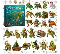 Sea Turtle Advent Calendar 2025, 24 Days Ocean-Themed Christmas Countdown Calendar with 2D Acrylic Sea Turtle Decorations, Marine Animal Ornaments for Tree