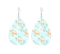 Sea Turtle And Coral Orecchini Da Donna Moda Orecchini In Pelle Stampato Pendenti Per Carnevale Donne Decorazioni