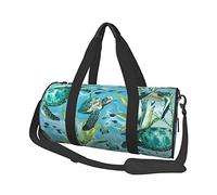 Sea Turtle-Blue - Borsone rotondo da viaggio con stampa di tartarughe marine, borsa da palestra, fitness, allenamento, nero, taglia unica, Nero , Taglia unica