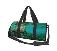 Sea Turtle - Borsone rotondo con stampa tartaruga marina, borsa da viaggio, borsa da palestra, fitness, allenamento, nero, taglia unica, Nero , Taglia unica