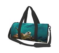 Sea Turtle - Borsone rotondo da viaggio con stampa tartaruga marina, borsa da palestra, borsa da allenamento, nera, taglia unica, Nero , Taglia unica